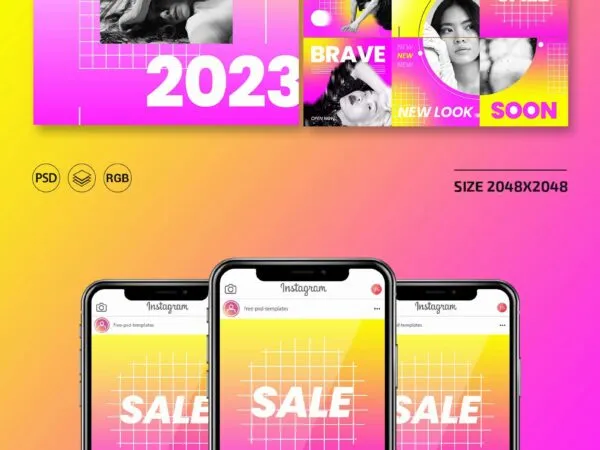 Futuristic Fashion Collection Flyer Instagram Post Template 1