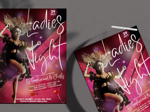 Futuristic Festive Ladies Dance Night Flyer Template 1