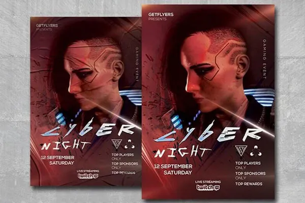 Futuristic Game Night Event Flyer Template 1