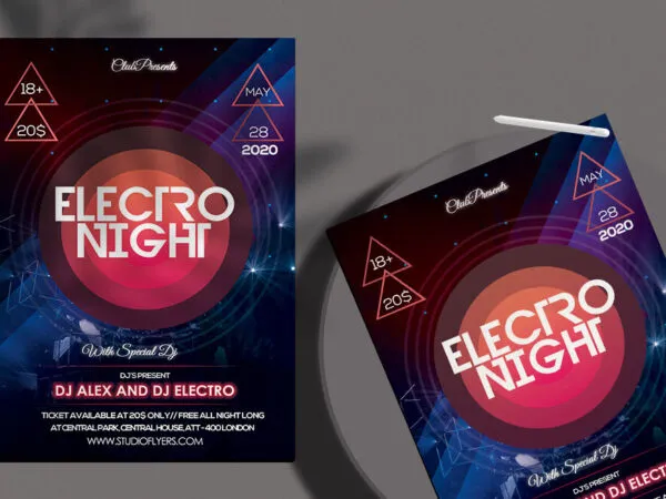 Futuristic Geometric Nightclub Flyer Template 1