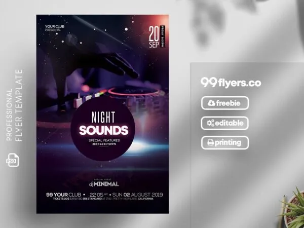 Futuristic Glitter Concert and Nightclub Flyer Template 1