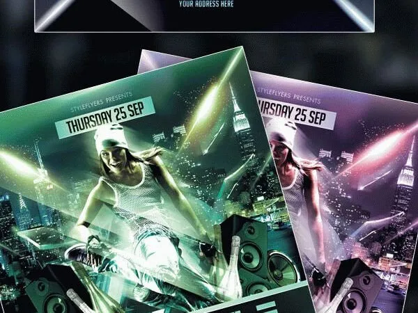 Futuristic Hip hop Party on the Roof Flyer Template 1