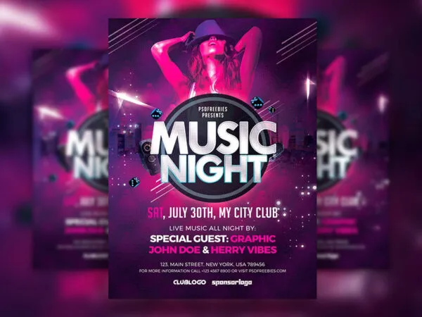 Futuristic Hipster Music Night Party Flyer Template 1
