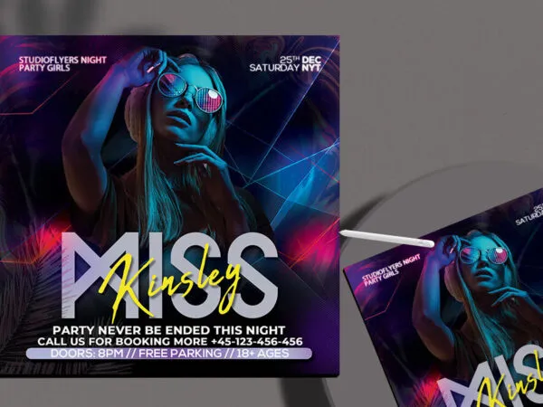 Futuristic Ladies Night Party Flyer Instagram Banner Template 1
