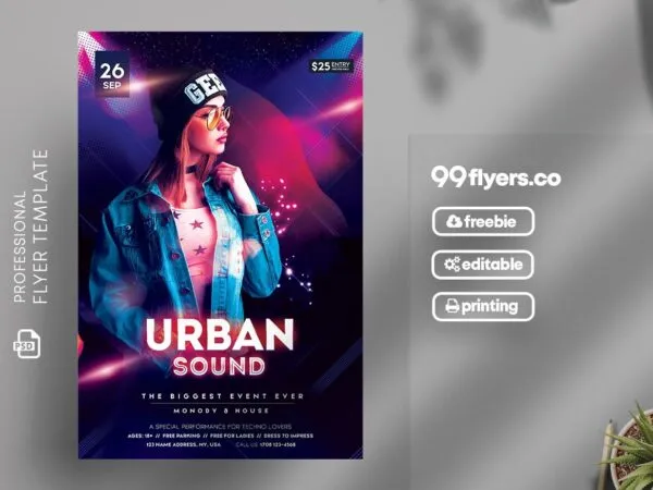 Futuristic Ladies Nightclub Party Flyer Template 1