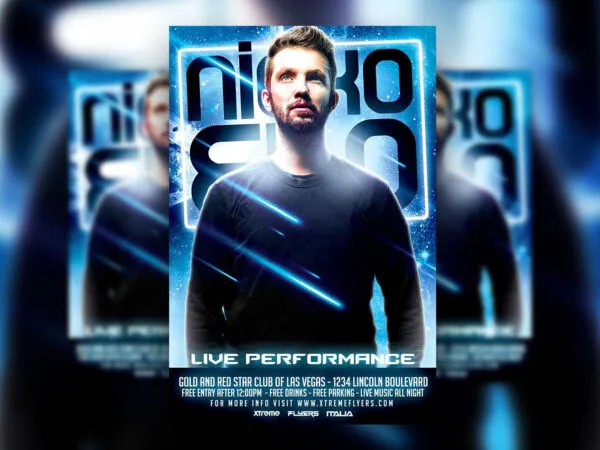 Futuristic Live Dj Show Flyer Template 1
