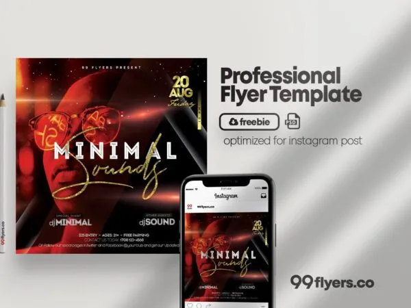 Futuristic Minimal Sound Party Flyer Template 1