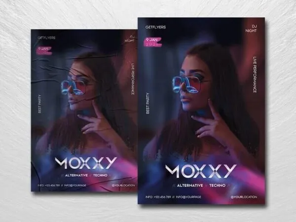 Futuristic Misty DJ Party Flyer Template 1