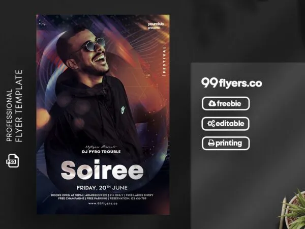 Futuristic Modern DJ Club Event Flyer Template 1