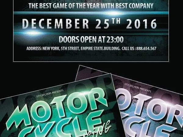 Futuristic Motorcycle Racing Sport Flyer Template 1
