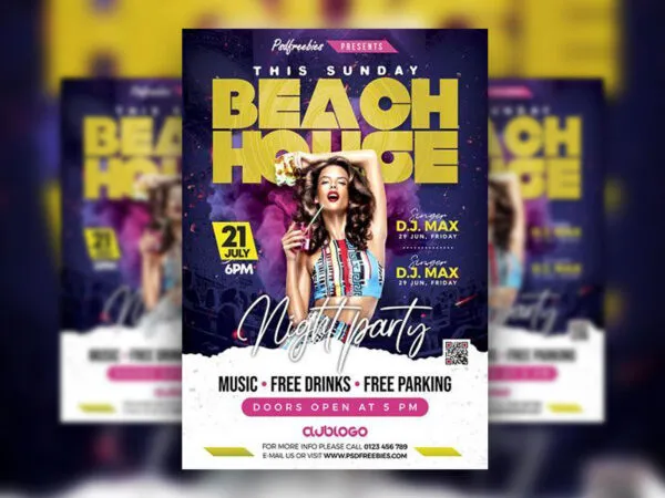 Futuristic Music Club Party Flyer Template 1