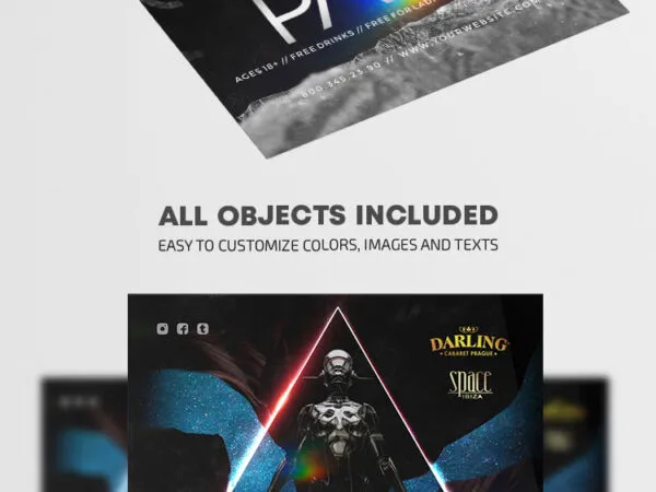 Futuristic Neon Cosmic Party Flyer Template 1