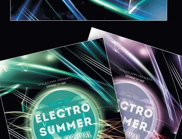 Futuristic Neon Electro Summer Musical Festival Flyer Template 1