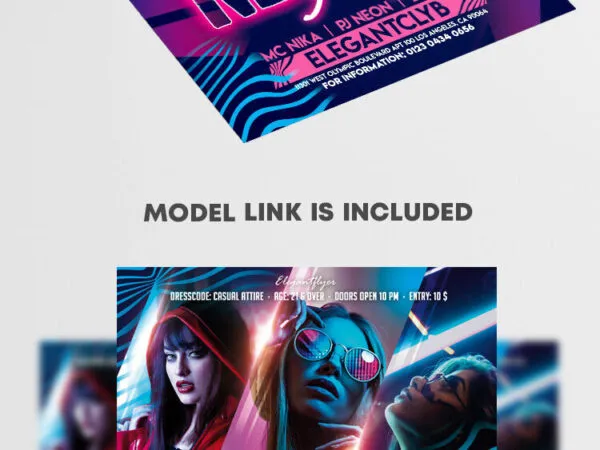 Futuristic Neon Nightclub Party Flyer Template 1