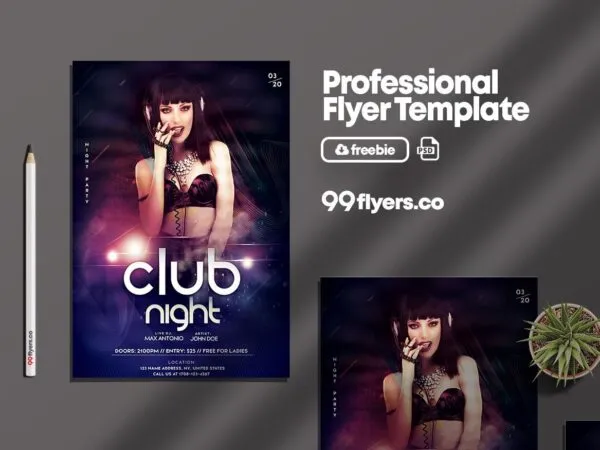 Futuristic Night Club DJ Party Flyer Template 1