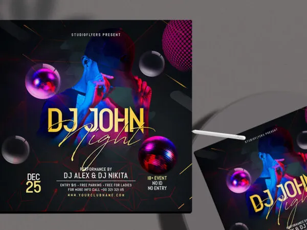 Futuristic Night Party Flyer Instagram Template 1