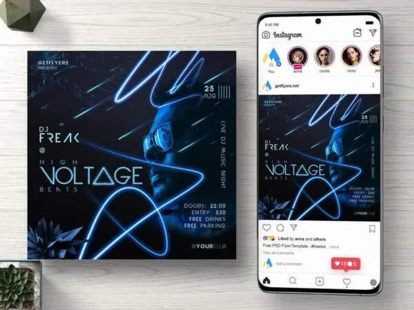 Futuristic Night Party Instagram Banner Template 1