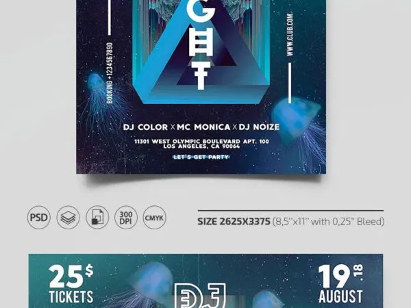 Futuristic Nightclub Event Flyer and Facebook Cover Template 1