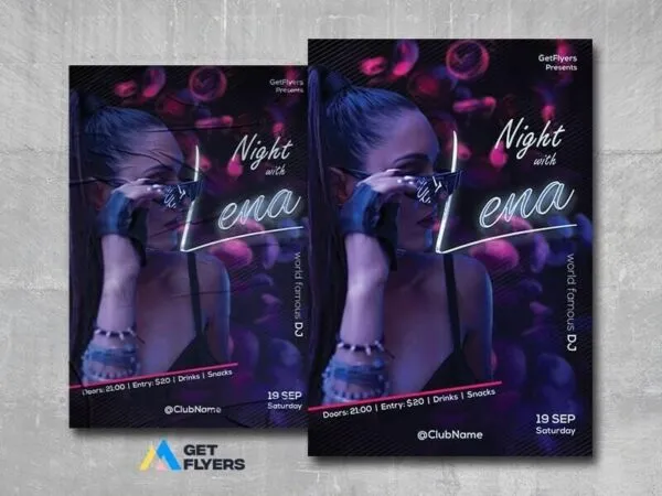 Futuristic Nightclub With DJ Flyer Template 1