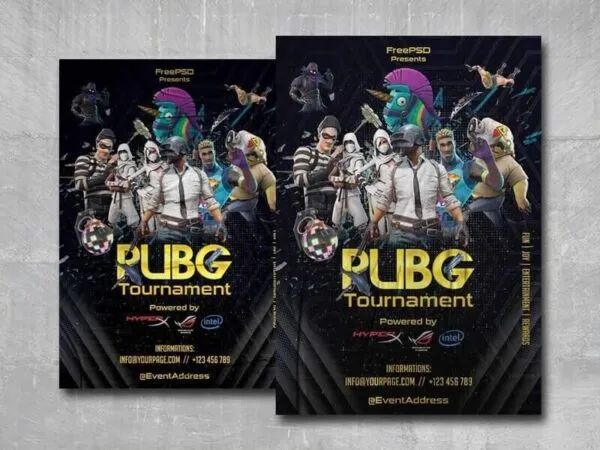 Futuristic PUBG Tournament Flyer Template 1