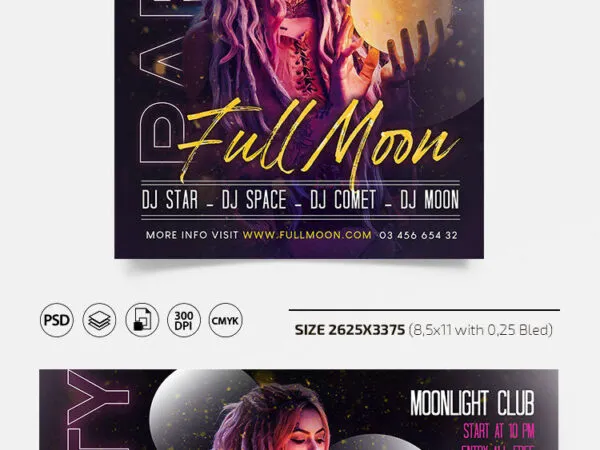 Futuristic Party Flyer and Facebook Cover Template 1