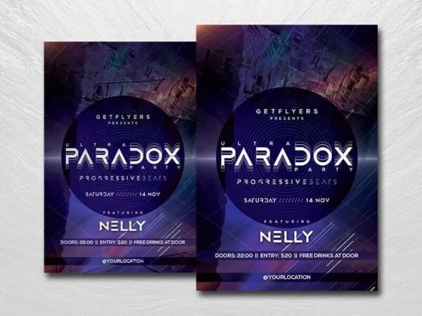 Futuristic Purple Concert DJ Party Flyer Template 1