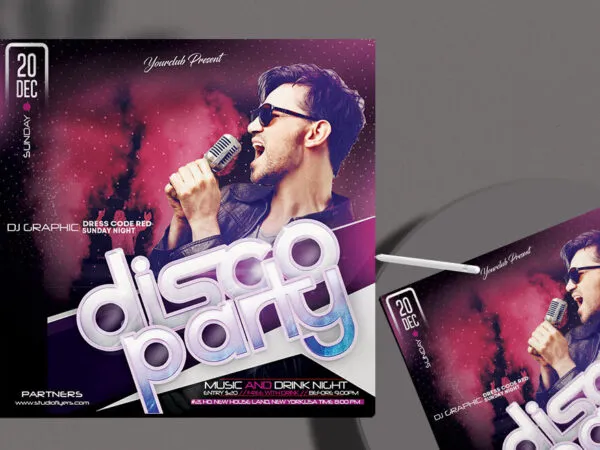 Futuristic Purple Disco Party Instagram Post Template 1