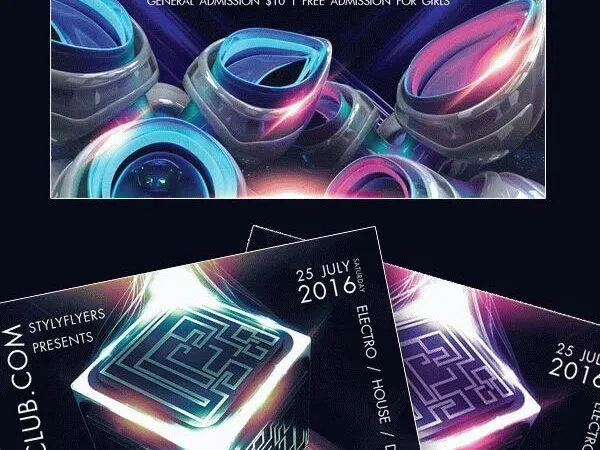 Futuristic Sparkly Modern Party Flyer Template 1