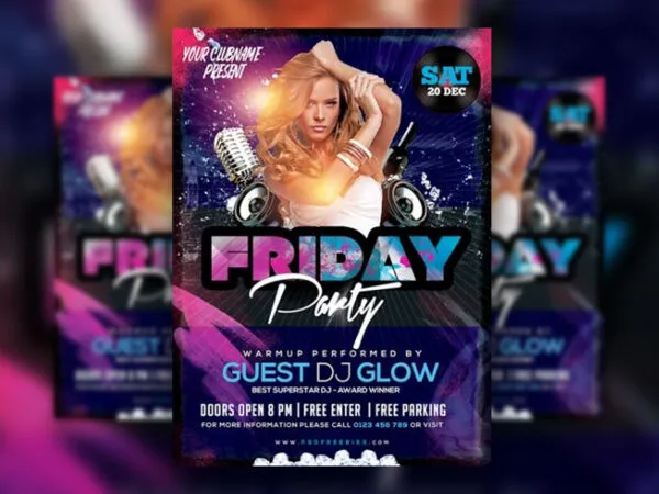 Futuristic Sparkly Night Club Party Flyer Template 1