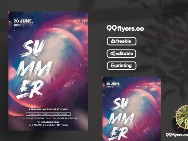 Futuristic Summer Club Party Flyer Template 1
