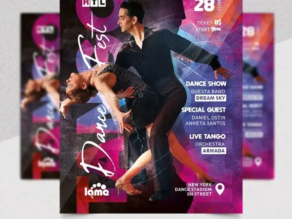 Futuristic Tango Dance Event Flyer Template 1