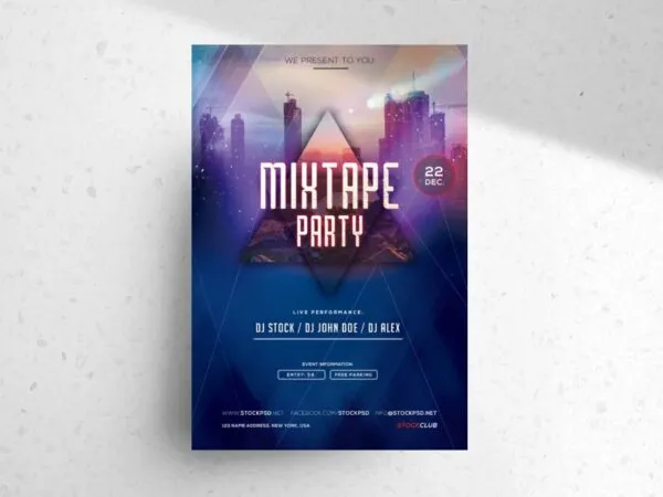 Futuristic Urban Mixtape Music Party Flyer Template 1