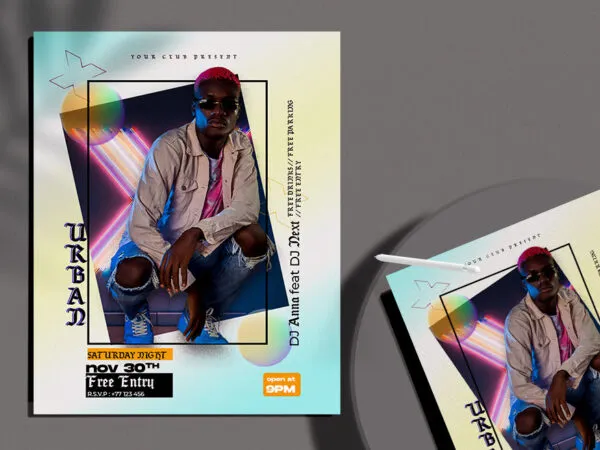 Futuristic Urban Music Night Flyer Instagram Post Template 1