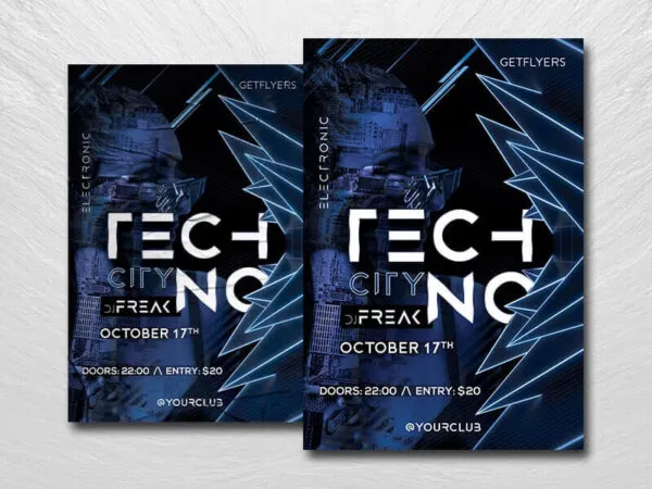 Futuristic Urban Techno Party Flyer Template 1