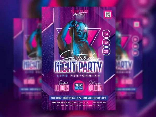 Futuristic Weekend Club Party Flyer Template 1
