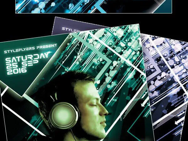 Futuristic and Geometric DJ Flyer Template 1