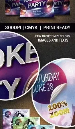Futuristic and Karaoke Party Flyer Template 1