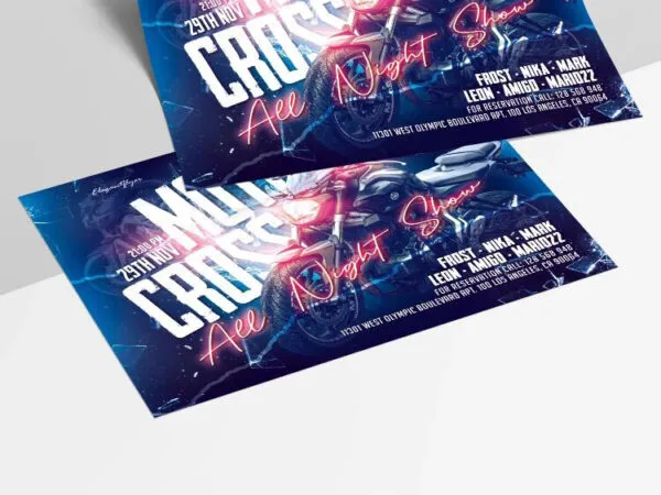 Futuristic and Neon Motocross Show Flyer Template 1
