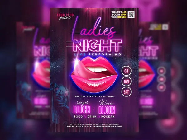 Galactic Neon Nightclub Party Flyer Template 1