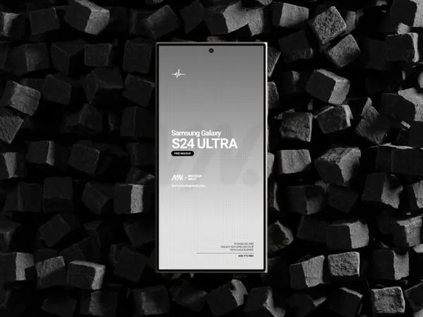 Galaxy S24 Ultra Mockup on Cube Stones 1