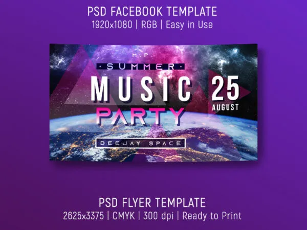 Galaxy Summer Music Concert Flyer Template 1