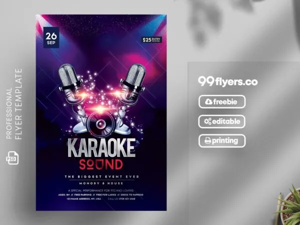 Galaxy Themed Karaoke Party Flyer Template 1