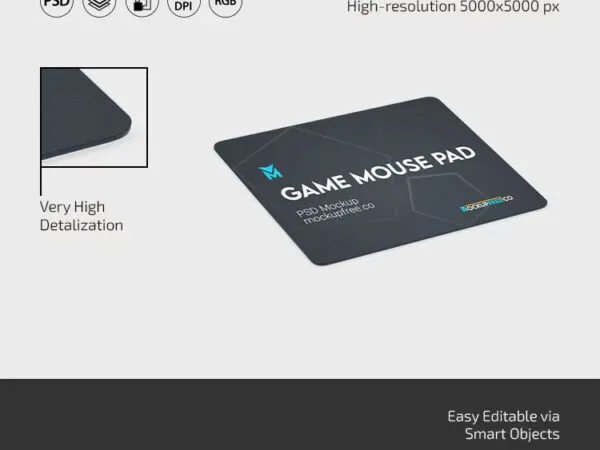 Game Mouse Pad Mockup in 3 Sights 1