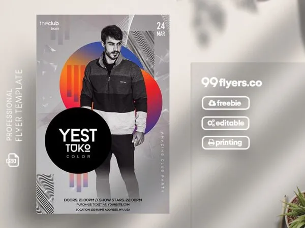 Geometric Abstract Concert Party Flyer Template 1