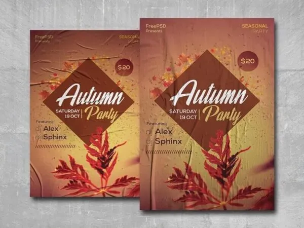 Geometric Autumn Party Flyer Template 1