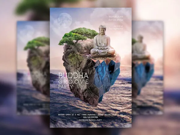 Geometric Buddha Groove Party Flyer and Mixtape Template 1