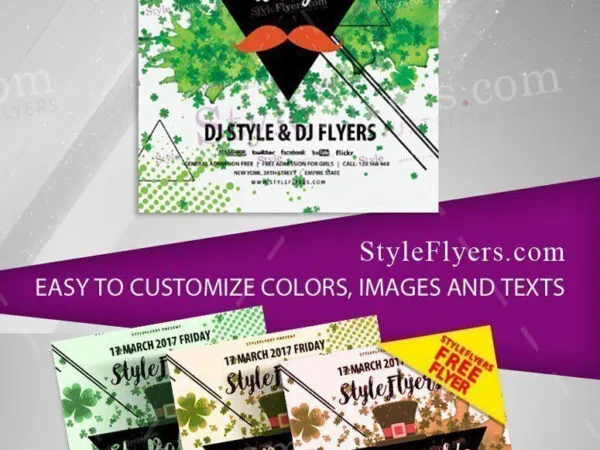 Geometric Clover St. Patricks Day Flyer Template 1