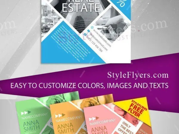 Geometric Collage Modern Real Estate Agency Flyer Template 1