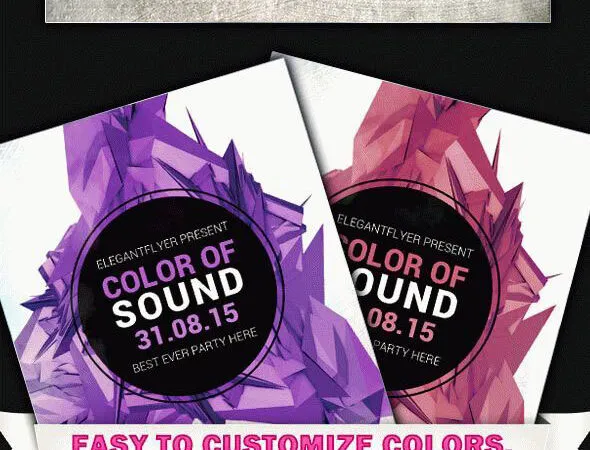 Geometric Color Sound Flyer Template and Facebook Cover 1