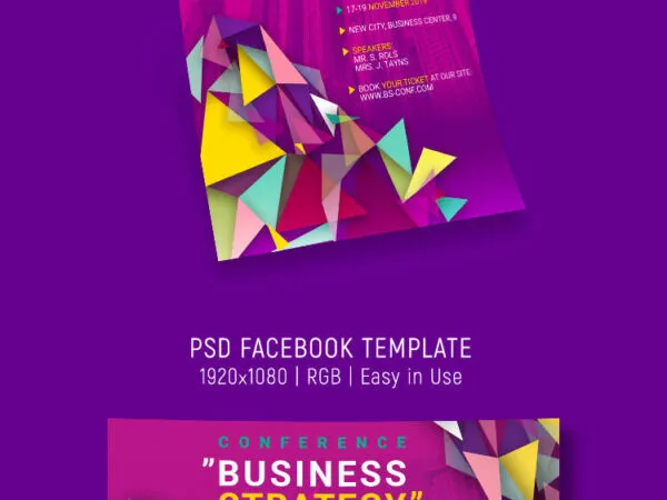 Geometric Corporate Business Strategy Flyer Template Plus a Facebook Template 1
